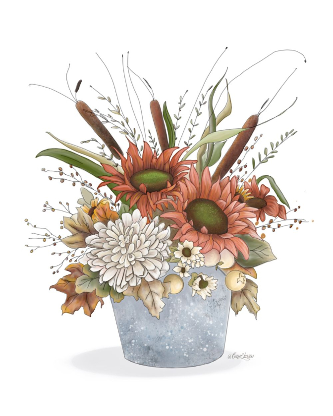 AP Name-Fall Floral Bucket_Tag-Thinking of you Celebrations Encouragement_Collection