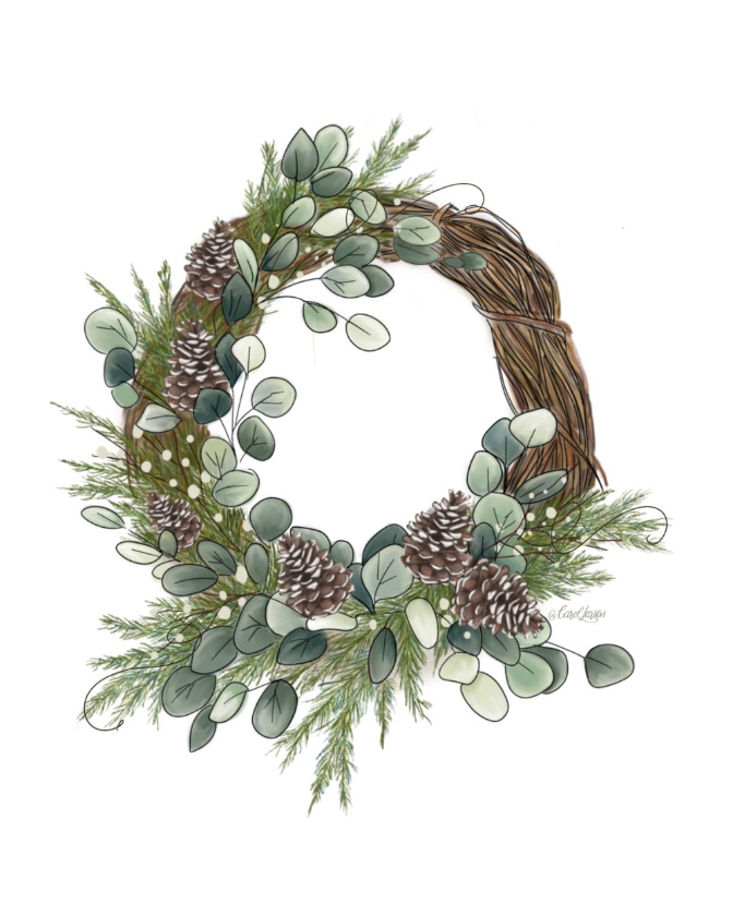 Name-Winter Christmas WreathTag-Thinking of you Celebrations Encouragement_Collection Winter